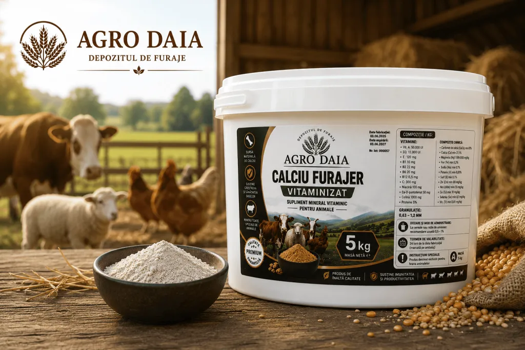 Calciu Furajer Vitaminizat și Aromatizat Agro Daia 5 kg pentru animale