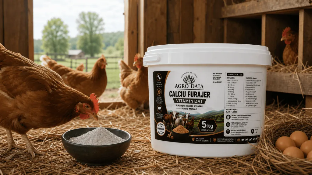 Găini ouătoare, ouă și Calciu Furajer Vitaminizat Agro Daia