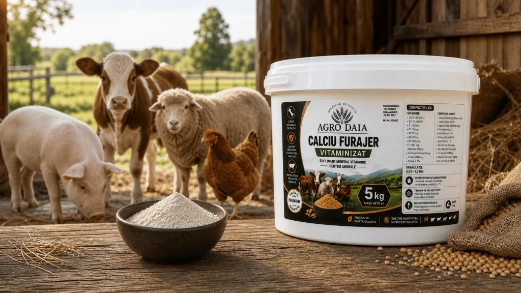Calciu Furajer Vitaminizat Agro Daia pentru păsări, porci, bovine și ovine